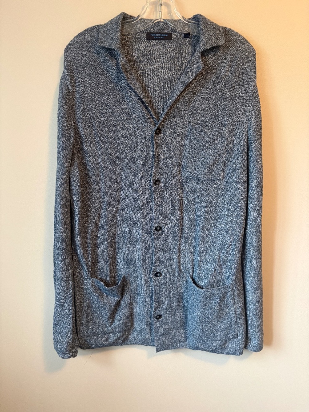 Patrick Assaraf Italy Cotton Linen Knit Blazer Cardigan Jacket Large L